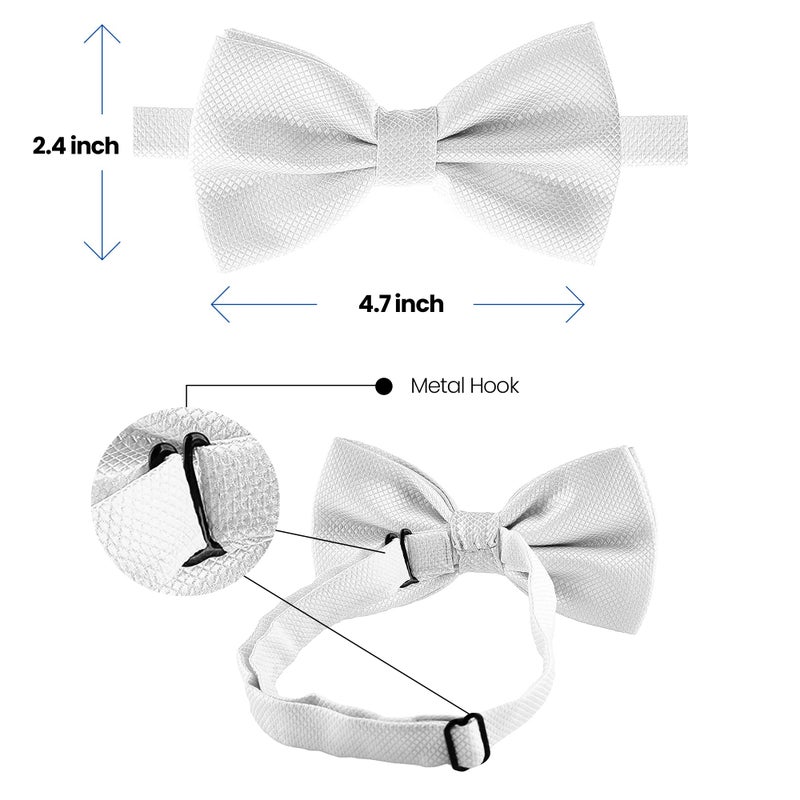 Man of Men Bow Tie for Men Polyester Solid Pretied Bowties Adjustable Tuxedos Bowtie for Weddings & Groomâ€™s Gift â€“ Bow Ties for Women (1, White) - Image 5